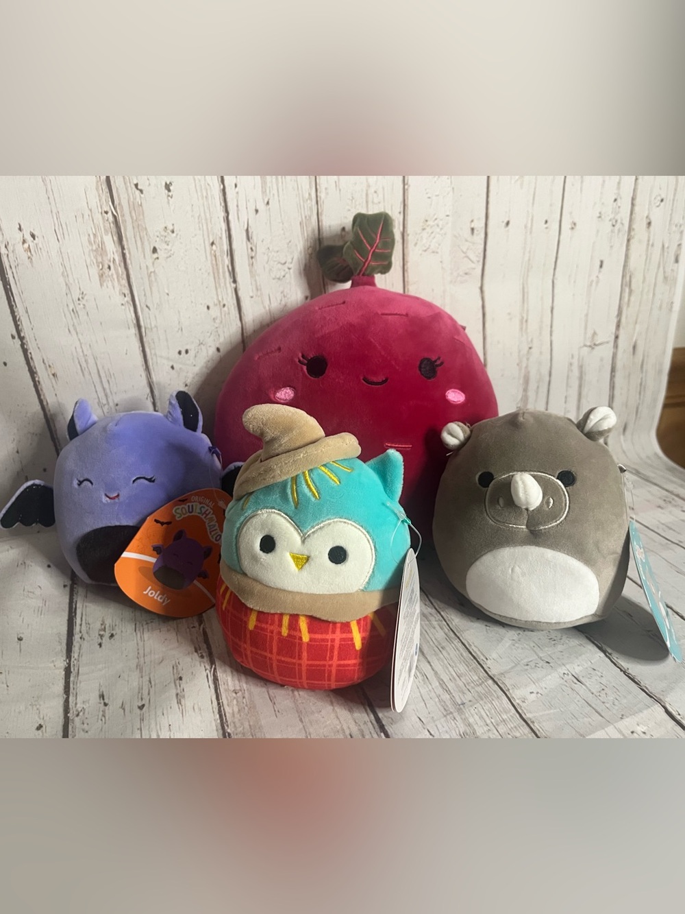 Lot Of 4 Squishmallows Winston, Joldy, Irving, Claudia NWT READ